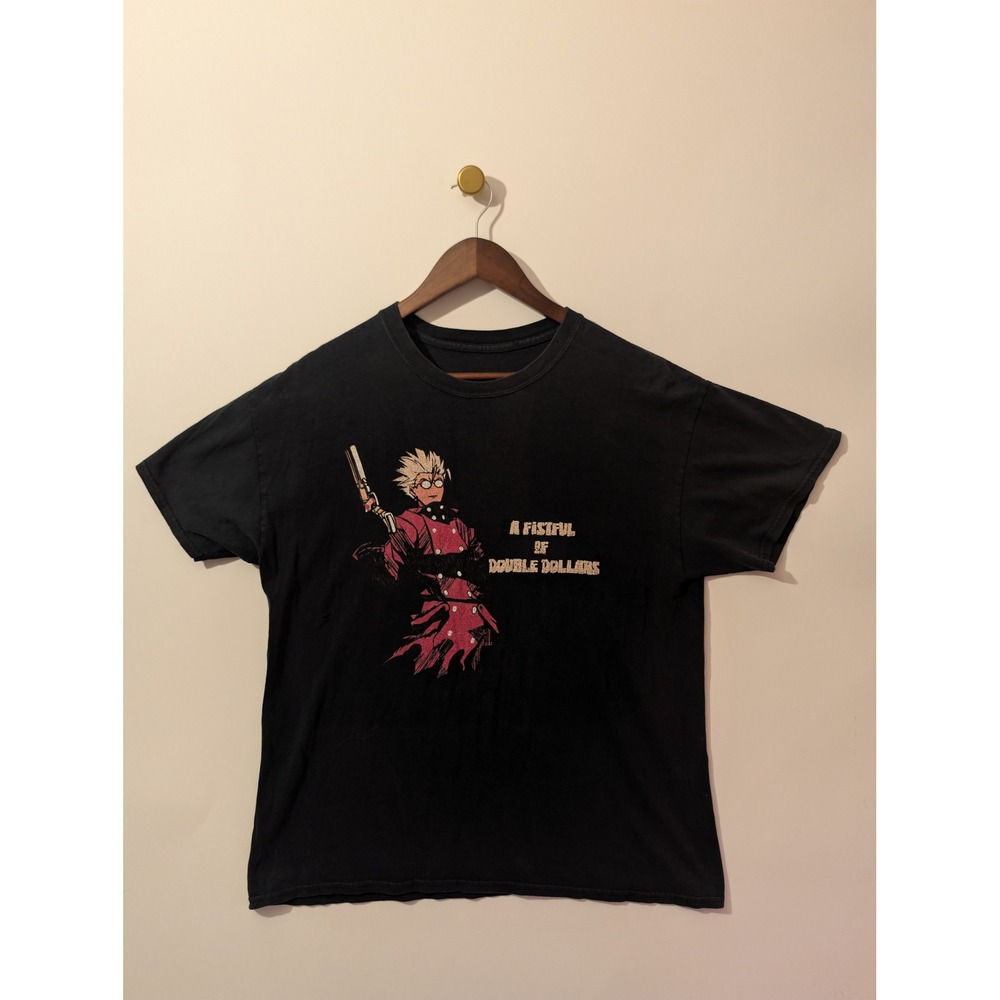 Trigun Vash The Stampede T-Shirt Mens XL Black Fair Distressed Anime Graphic Tee